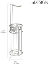 mDesign Freestanding Toilet Paper Holder - Matte Silver 1