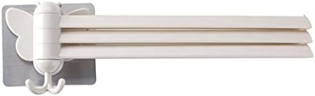 Folding Towel Rack Holder with 3 Swivel Racks - Grey and White