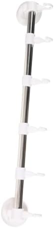 Holibanna Stainless Steel Suction Cup Towel Holder with 6 Hooks