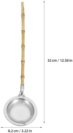 Amosfun Fat Skimmer Stainless Steel Strainer Ladle with Bamboo Handle