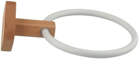 Modern Round Towel Holder with Wooden Base Plate Beech White