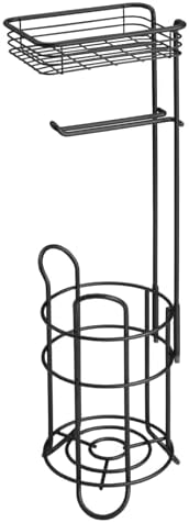 mDesign Steel Toilet Paper Holder with Storage Shelf - Matte Black