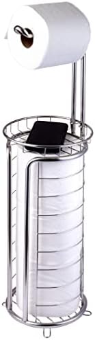 Free Standing Toilet Tissue Holder with Storage Shelf and Phone Tray