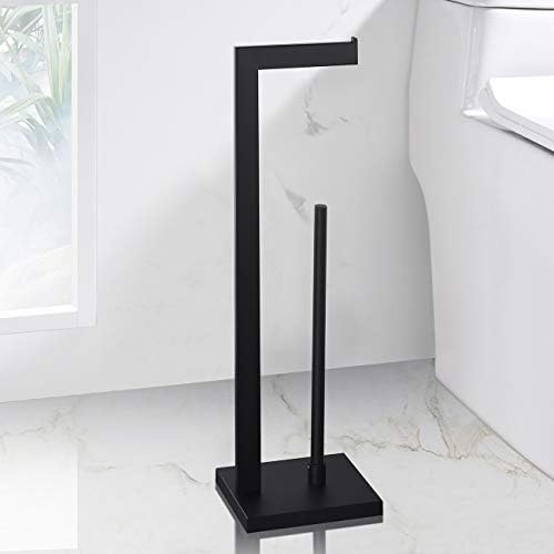 Miyili Matte Black Free Standing Toilet Paper Holder