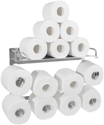 Toilet Paper Holder with Shelf and Towel Rack - 14 Rolls Storage
