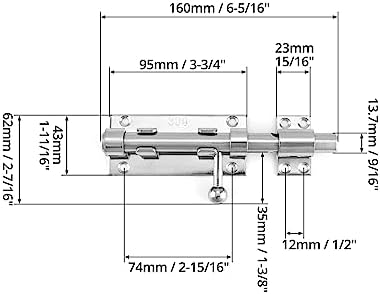 QWORK 8-Pack Sliding Bolt Gate Latch