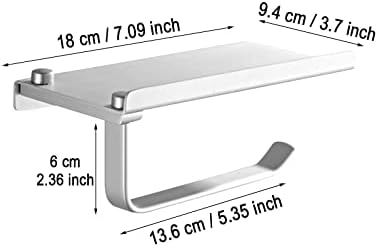 YIWULA Toilet Paper Holder with Phone Shelf Wall-Mounted Bath Accessory Silver