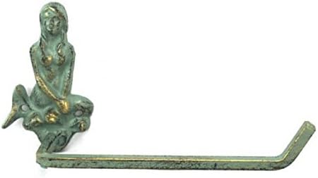 Hampton Nautical Antique Bronze Cast Iron Mermaid Toilet Paper Holder