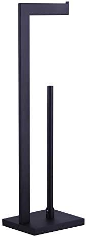Matte Black Toilet Paper Holder with Shelf and Storage