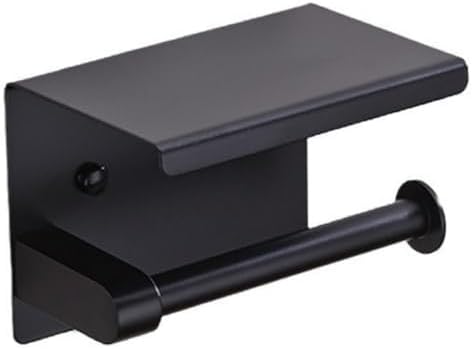 Matte Black Toilet Paper Holder with Phone Shelf 1