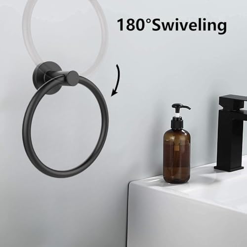 Stainless Steel Toilet Paper Holder and Towel Ring Set Matte Black