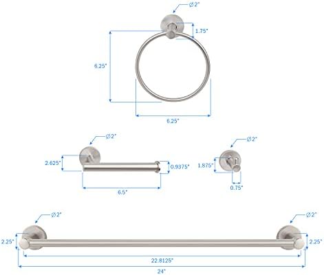 Nuk3y Luna Modern Round 4 Piece Bathroom Hardware Set