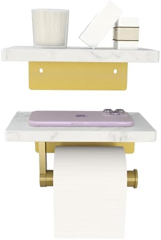 Mega Handles Gold Toilet Paper Holder with Extra Shelf