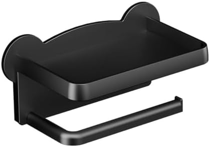 Black Toilet Paper Holder with Shelf No Drilling Rust-Proof Easy to Install