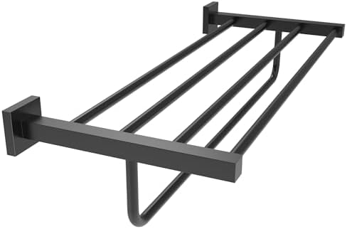 RUACQ 24inch Matte Black Towel Rack for Bathroom