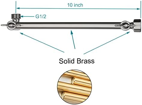 BRIGHT SHOWERS 10-Inch Extendable Shower Arm with Dual Spray Heads