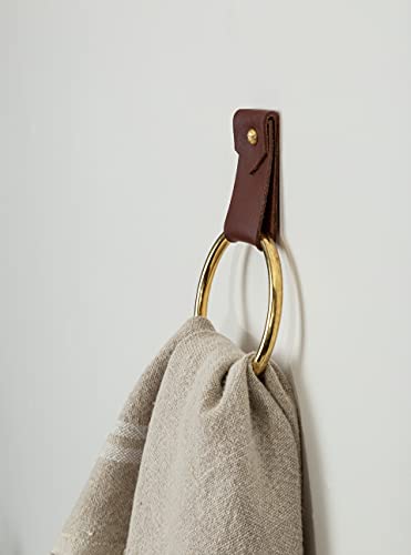 KEYAIIRA Small Wide Leather Wall Hook Minimalist Towel Ring 1