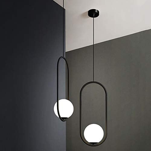 Modern Matte Black Pendant Light with White Glass Shade