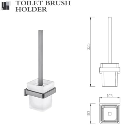 TAOLE Gray Double Towel Bar with 6 Hooks and Toilet Paper Holder