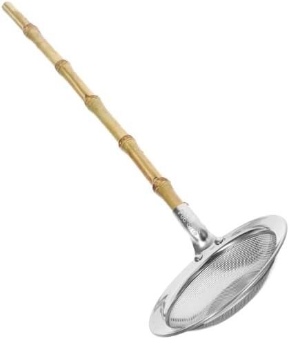 Amosfun Fat Skimmer Stainless Steel Strainer Ladle with Bamboo Handle