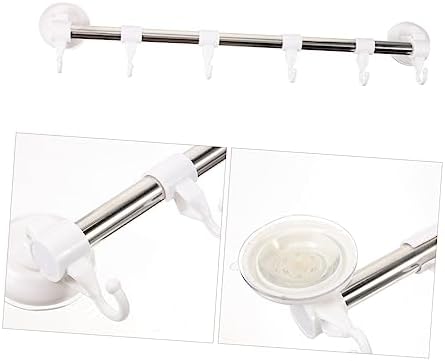 Holibanna Stainless Steel Suction Cup Towel Holder with 6 Hooks