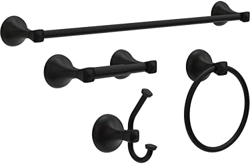 Delta Esato Wall Mount Towel Ring Toilet Paper Holder in Matte Black