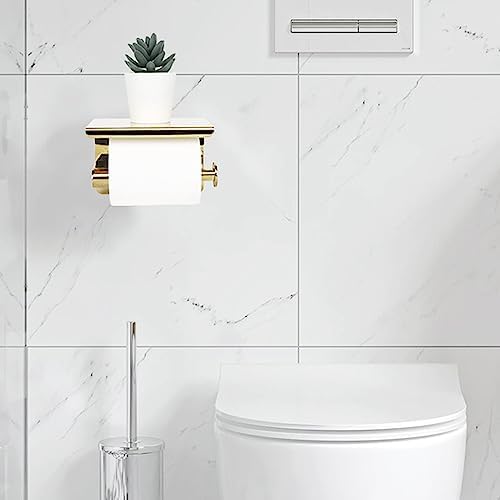 YURINJEE Gold Toilet Paper Holder with Shelf