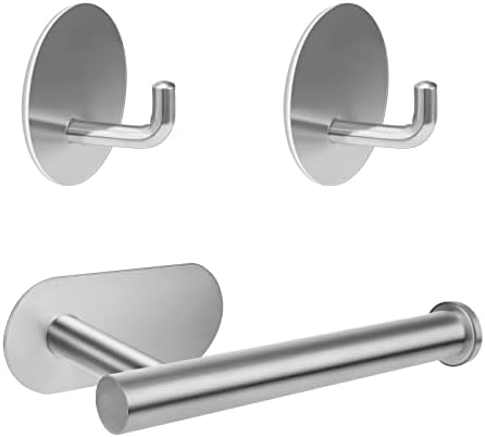 Doweiss Self Adhesive Toilet Paper Holder with 2 Hooks 1