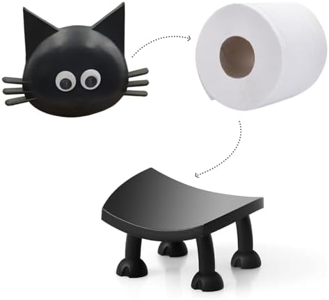 Funny Cat Toilet Paper Holder Black 3D Print