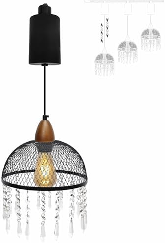 Adjustable Track Pendant Light with Crystal Bowl Shade