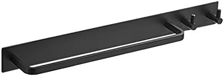 LeGDOr Black Brass Towel Bar with Hooks No Drill