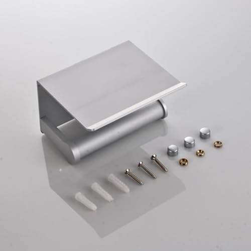 Eitonbu Toilet Paper Holder with Phone Storage - Wall Mount Silvery