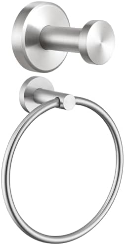 APLusee Round Towel Hook and Ring Bundle Brushed Nickel 304 Stainless Steel