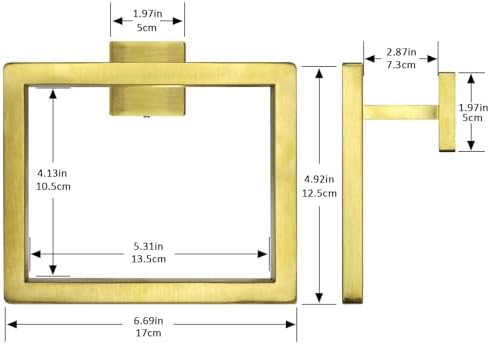 IJDD Brushed Gold Hand Towel Holder Wall Mount