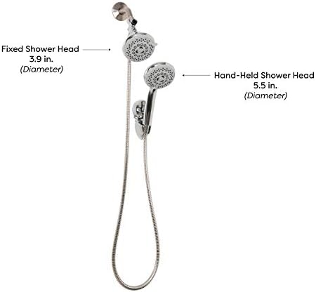 Bath Bliss Dual Shower Head 5 Modes Stainless Steel Wall Mounted