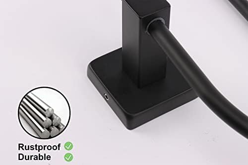 TocTen 16 Inch Matte Black Towel Rack Set