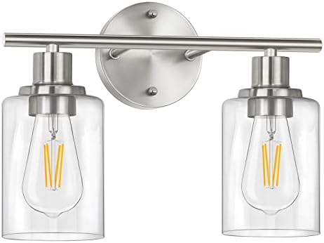 FOLKSMATE Modern 2-Light Wall Sconce with Glass Shade
