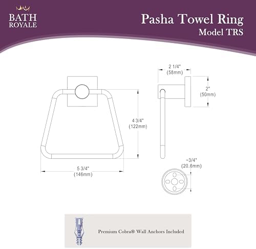 Pasha Towel Ring - Brushed Nickel Geometric Design