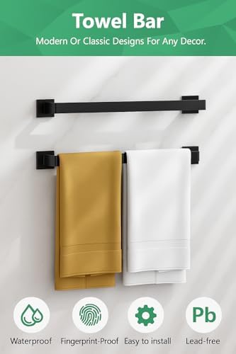 INDARE Matte Black 5-Piece Bathroom Hardware Set