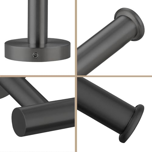 Kinbrace Toilet Paper Holder with Stainless Steel Knob and Matte Black Finish