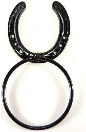 4 Black Horseshoe Towel Ring Western Decor Wall Mount