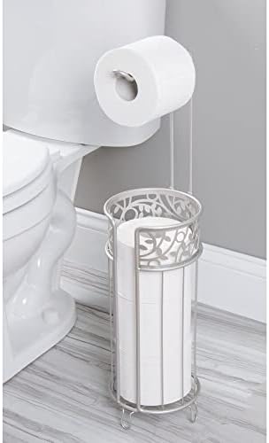 mDesign Freestanding Toilet Paper Holder - Matte Silver 1