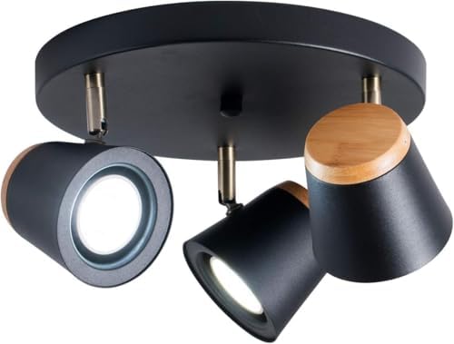 TeHenoo 3-Light Ceiling Light Matte Black Industrial Track Lighting