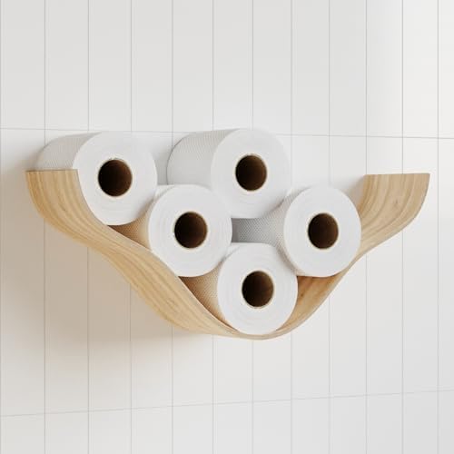 Cloud Shaped Toilet Paper Holder with Wooden Shelf