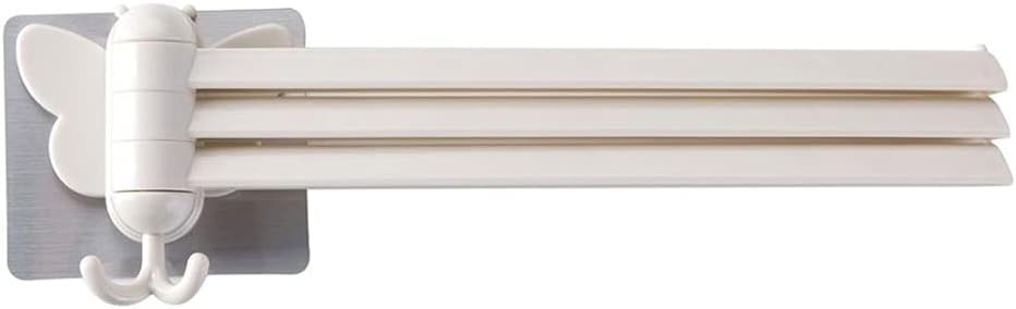 Folding Towel Rack Holder with 3 Swivel Racks - Grey and White