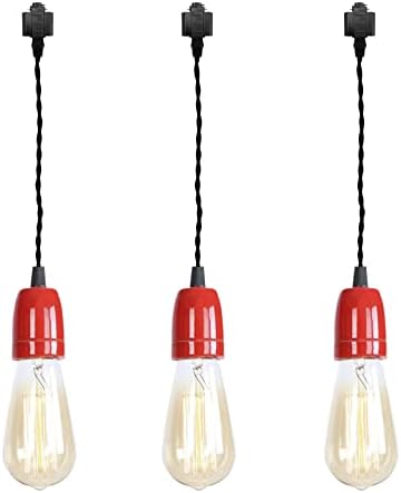 3-Light H Track Pendant Light with Red Ceramic Base