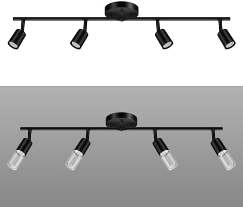 BoostArea 4 Light Track Lighting Kit 16W LED Black with Acrylic Bubble Lampshade