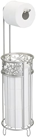 mDesign Freestanding Toilet Paper Holder - Matte Silver 1