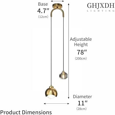 Modern Gold Chandelier Light Fixture with Crystal 79 Inch Dimmable LED Bulb