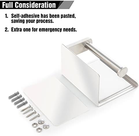 Brushed Nickel Toilet Paper Holder with Shelf Self Adhesive and Wall Mount